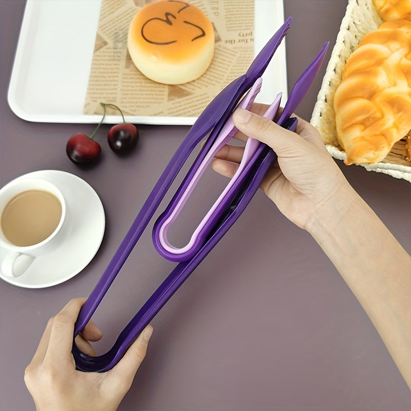 These versatile plastic food tongs can be used for cooking, frying, baking, and grilling. They are safe for food contact and can be used as kitchen utensils or buffet grippers. A must-have kitchen gadget!