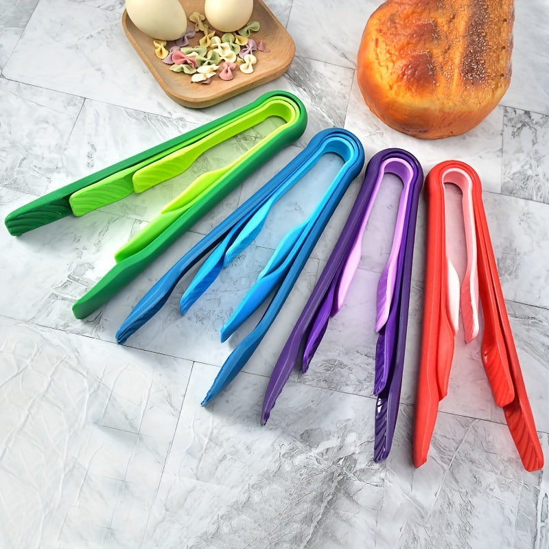 These versatile plastic food tongs can be used for cooking, frying, baking, and grilling. They are safe for food contact and can be used as kitchen utensils or buffet grippers. A must-have kitchen gadget!