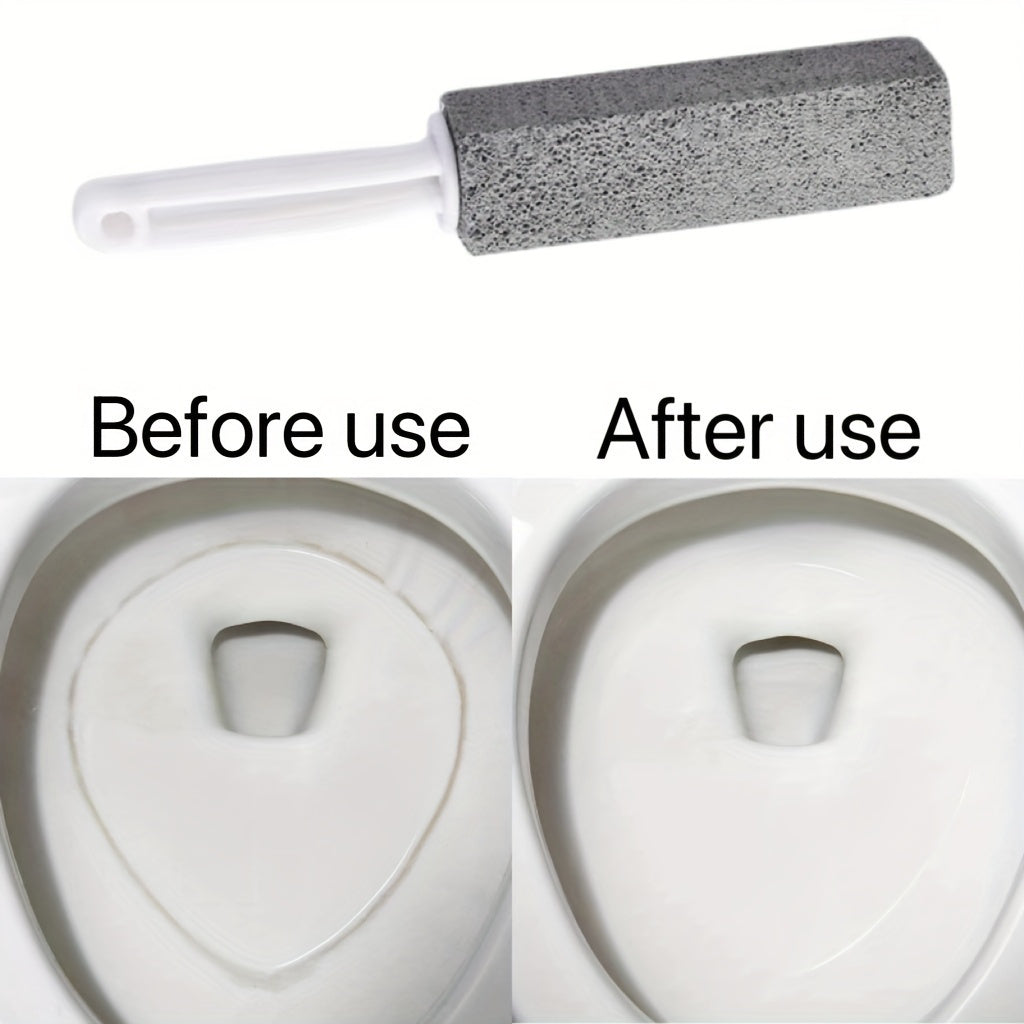 Pumice Cleaning Stone with Handle - One Piece for Bathroom Use. Removes Toilet Bowl Rings, Stains, and Rust Without Needing Electricity or Batteries. Great for Cleaning BBQ Grills and Pool Tiles.