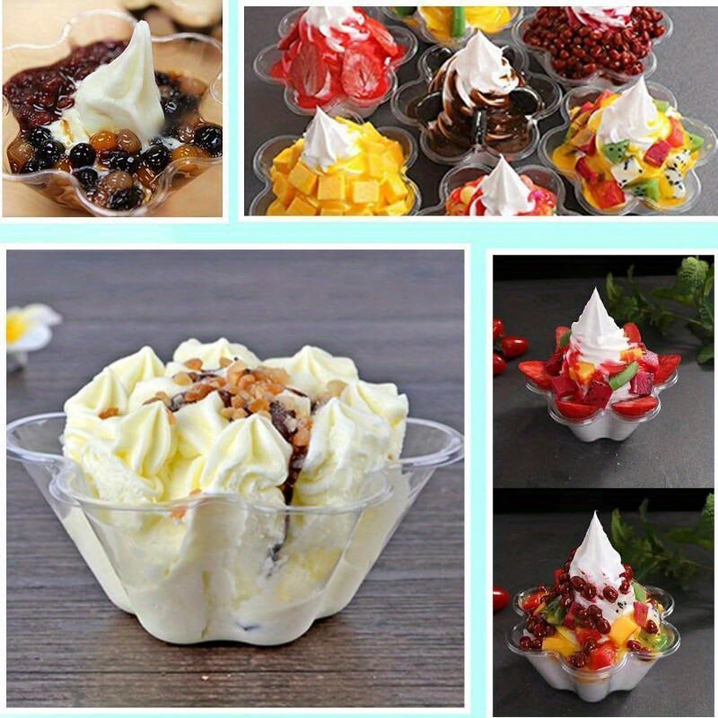 Transparent Plum Plastic Ice Cream Bowl - available in a set of 50 or 100 pieces