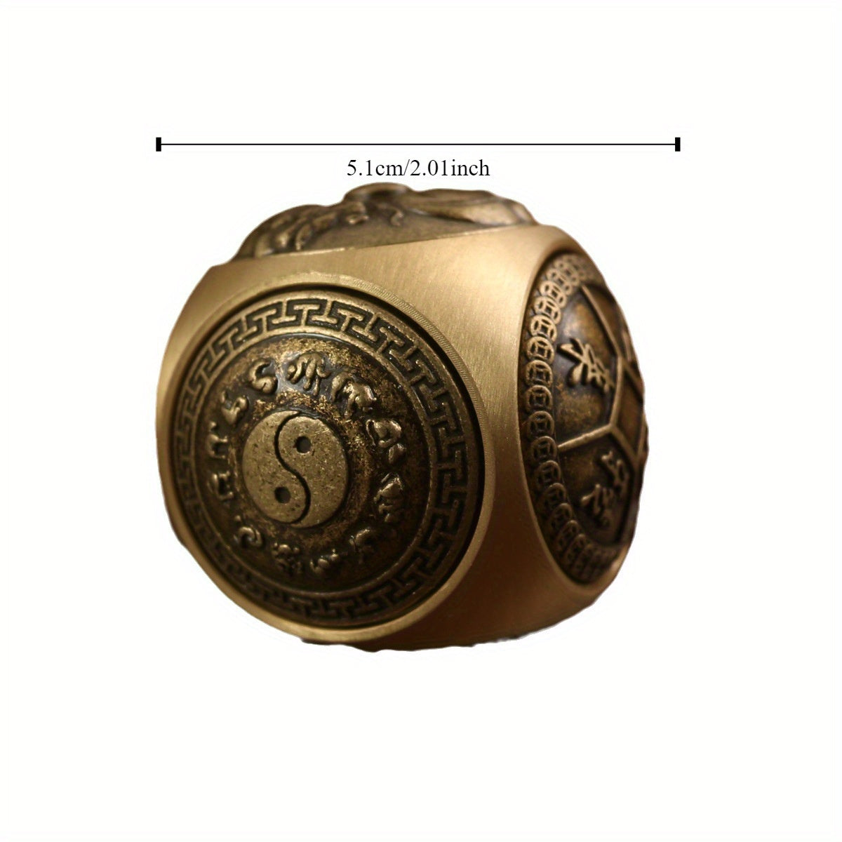 Brass stress relief sphere for prosperity and good fortune.