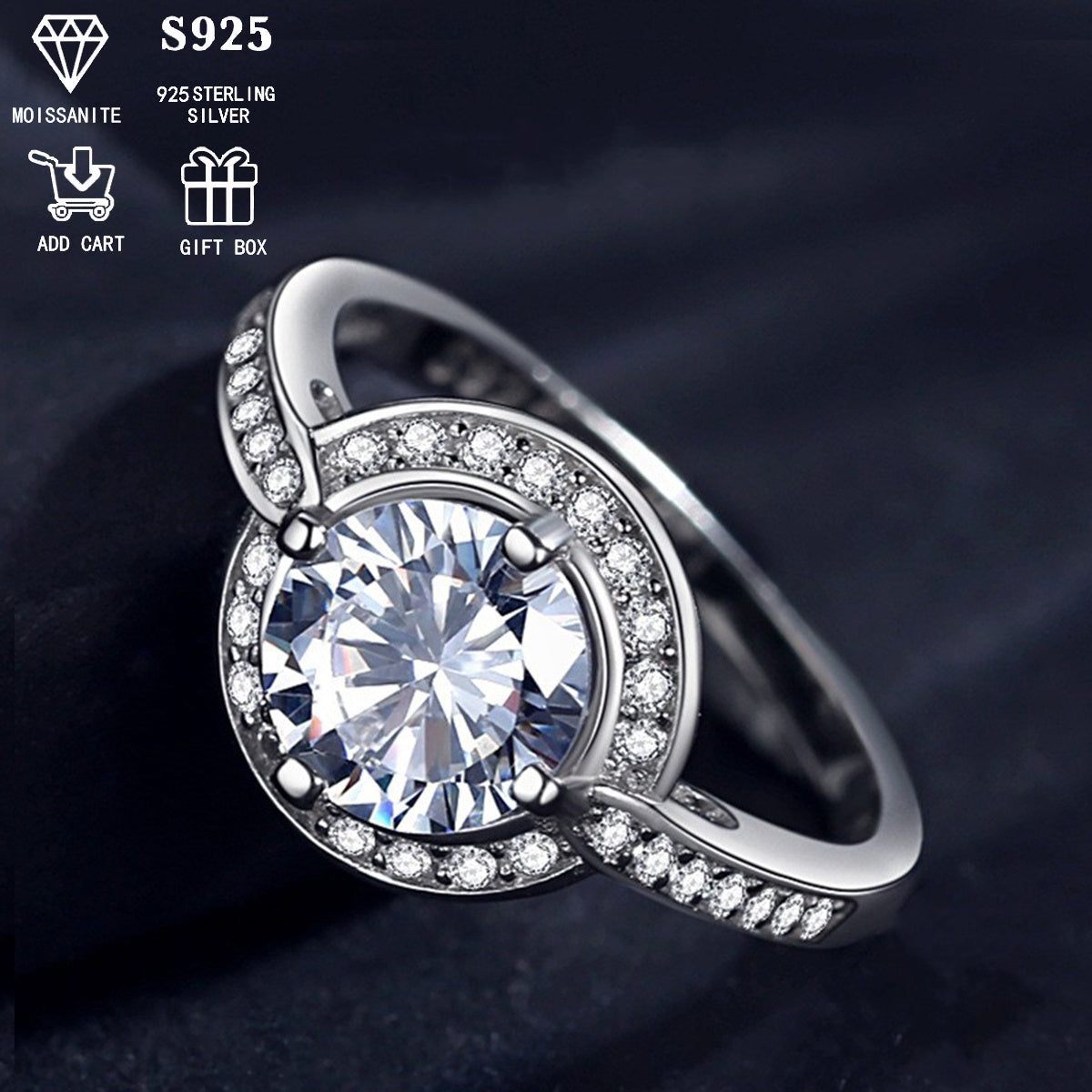 This is a beautiful and versatile silver S925 hypoallergenic ring with a 2ct/3ct Moissanite round diamond crossing design. It is a perfect gift for any occasion, such as proposals, anniversaries, Valentine's Day, or just for daily wear. This light luxury