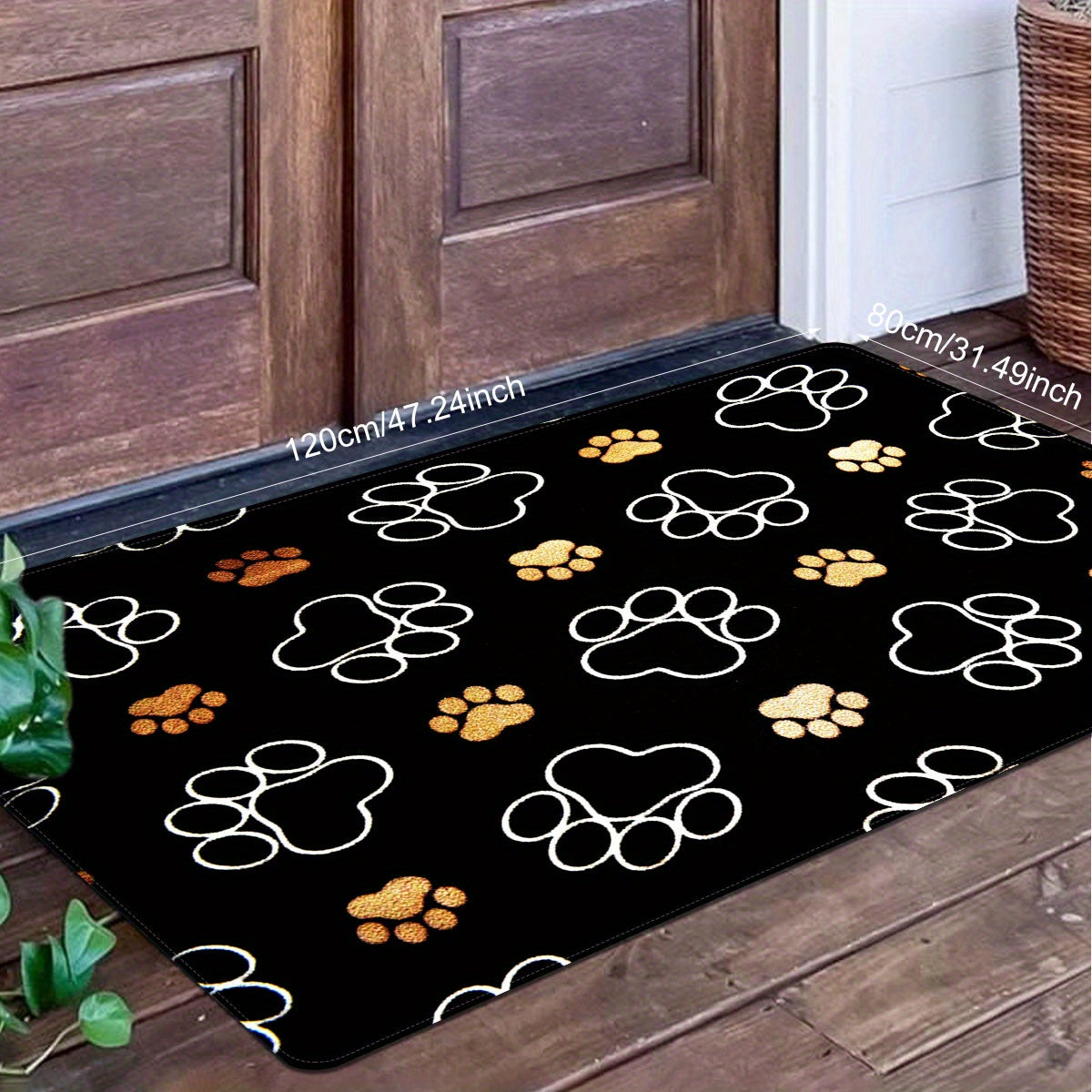 Cute Cat Paw Print Doormat for Indoors and Outdoors - Stain Resistant, Quick Dry, Non-Slip Polyester Rug - Lightweight and Perfect for Father's Day, Mother's Day, Graduation, Juneteenth, and 4th of July Decor