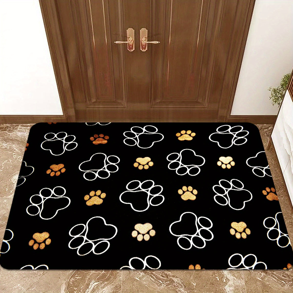 Cute Cat Paw Print Doormat for Indoors and Outdoors - Stain Resistant, Quick Dry, Non-Slip Polyester Rug - Lightweight and Perfect for Father's Day, Mother's Day, Graduation, Juneteenth, and 4th of July Decor