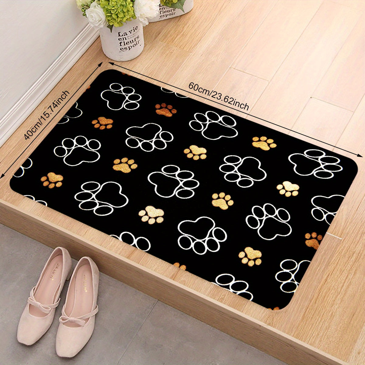 Cute Cat Paw Print Doormat for Indoors and Outdoors - Stain Resistant, Quick Dry, Non-Slip Polyester Rug - Lightweight and Perfect for Father's Day, Mother's Day, Graduation, Juneteenth, and 4th of July Decor