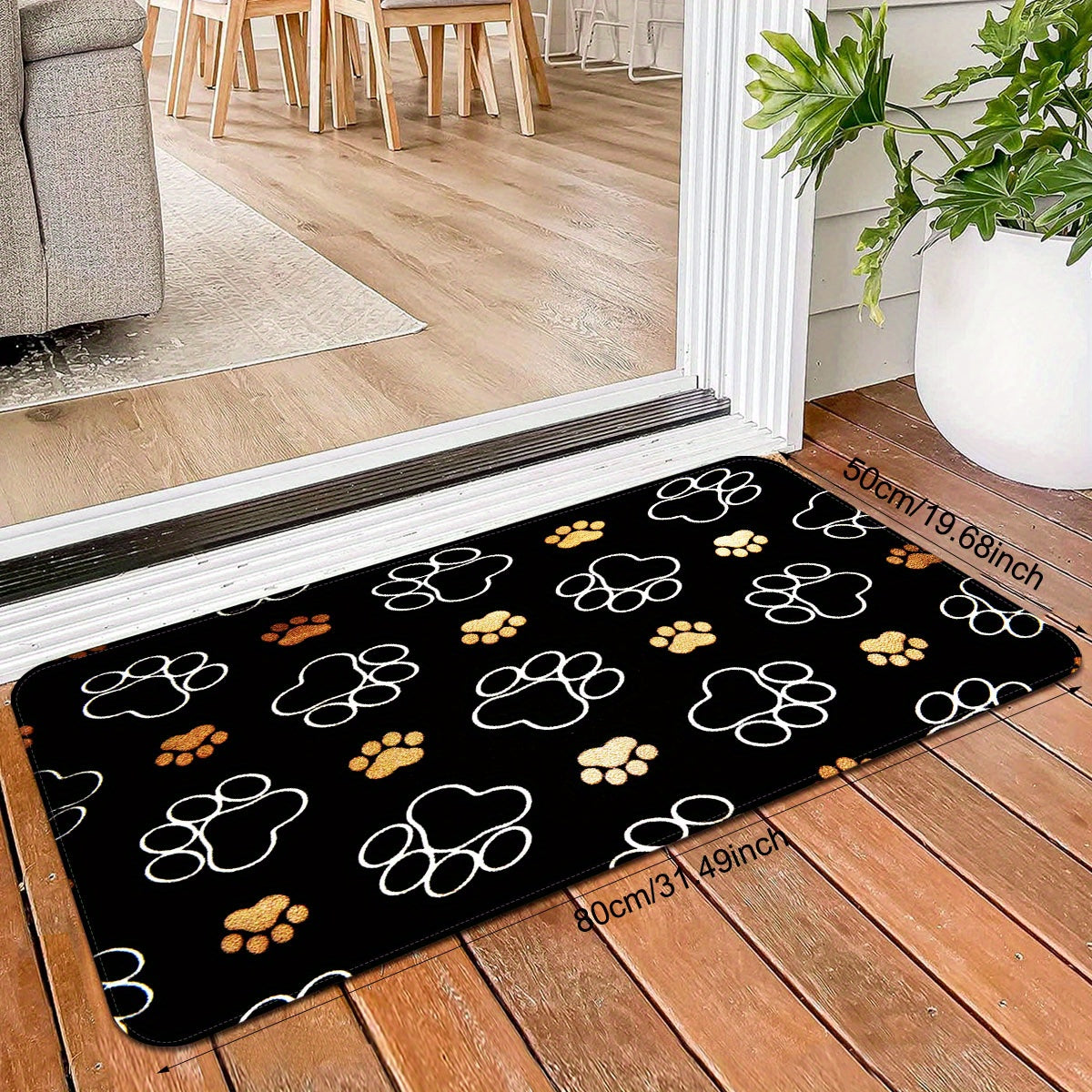 Cute Cat Paw Print Doormat for Indoors and Outdoors - Stain Resistant, Quick Dry, Non-Slip Polyester Rug - Lightweight and Perfect for Father's Day, Mother's Day, Graduation, Juneteenth, and 4th of July Decor