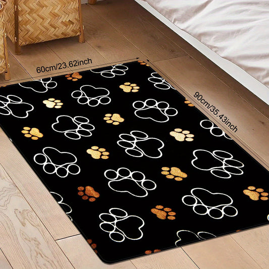 Cute Cat Paw Print Doormat for Indoors and Outdoors - Stain Resistant, Quick Dry, Non-Slip Polyester Rug - Lightweight and Perfect for Father's Day, Mother's Day, Graduation, Juneteenth, and 4th of July Decor