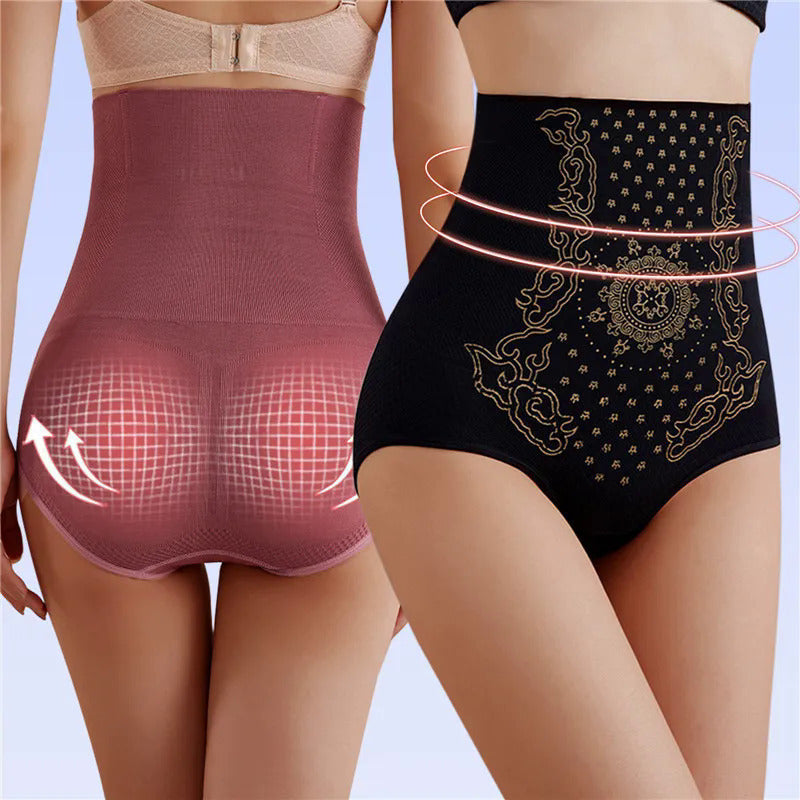 Women's High Waist Shapewear Panties with Tummy Control Slimming Body Shaper and Elegant Embroidery Design - Available in Multiple Sizes.