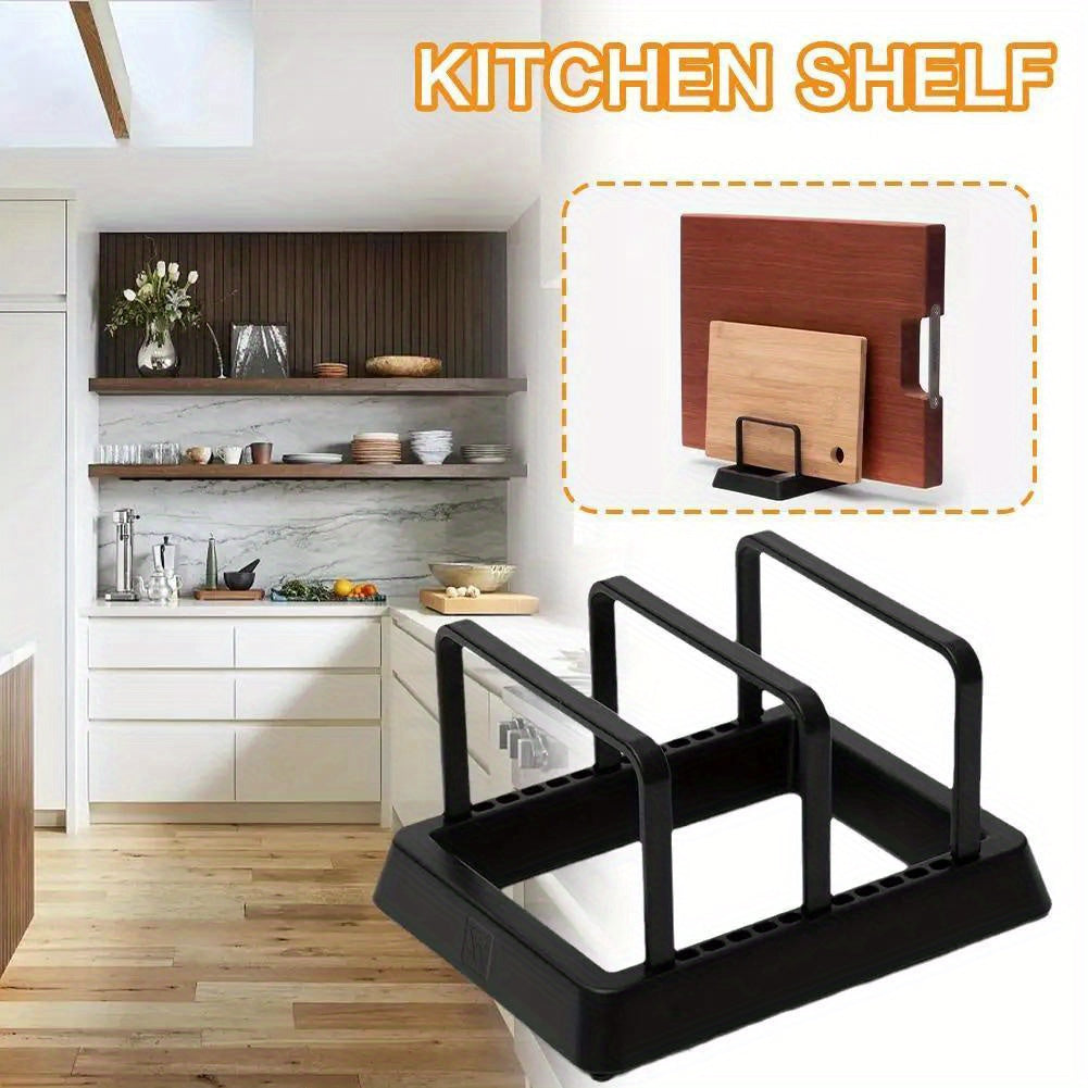 Versatile Kitchen Storage Rack for Chopping Boards, Dishes, and Pot Lids - Organizer Stand for Countertop, Multi-Purpose Shelf