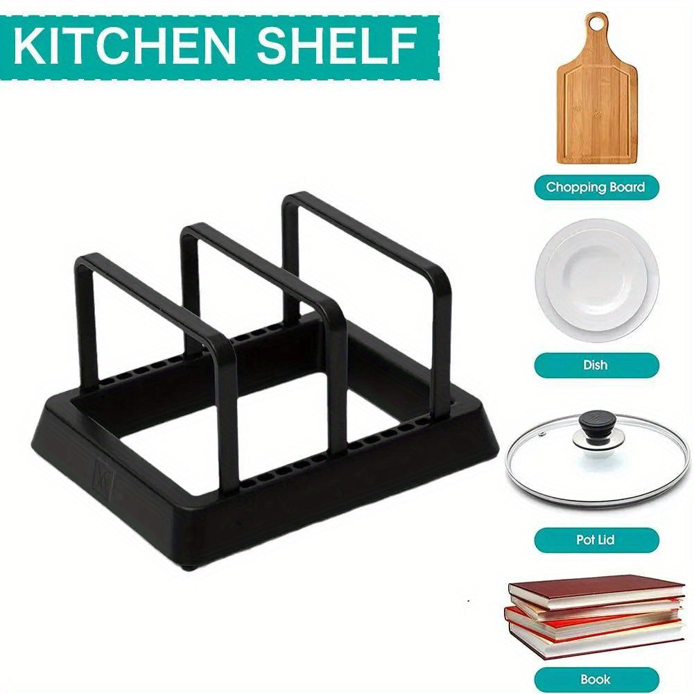 Versatile Kitchen Storage Rack for Chopping Boards, Dishes, and Pot Lids - Organizer Stand for Countertop, Multi-Purpose Shelf