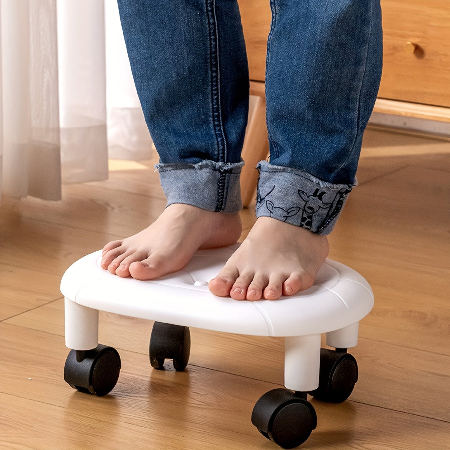 Get the sleek and sturdy 1-piece COFIT Rolling Low Stool with Wheels in your choice of White, Deep Blue, or Black. Perfect for various spaces in your home, from the entryway to the bathroom and bedroom. Ideal for changing shoes and organizing your home