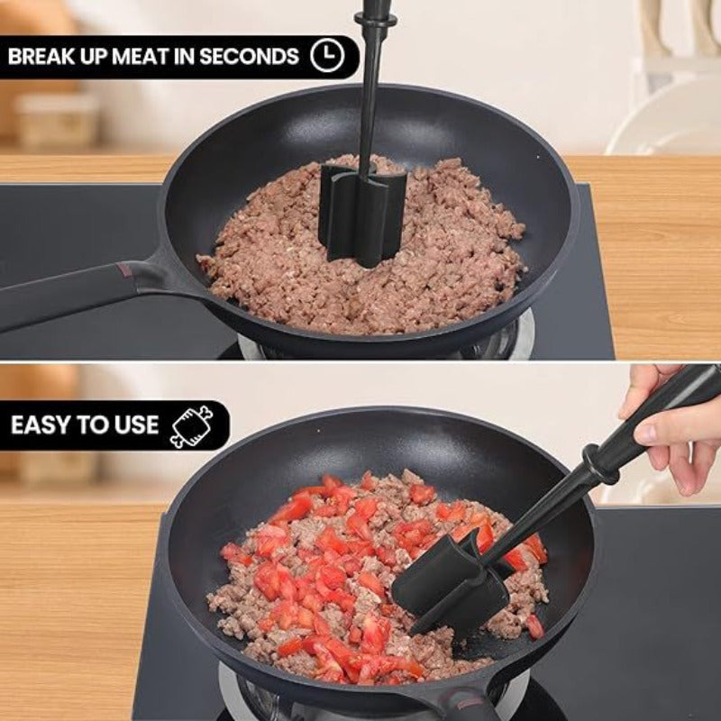 Durable ABS Handheld Meat Chopper & Spatula - Versatile for Cooking and Mixing, Food-Safe