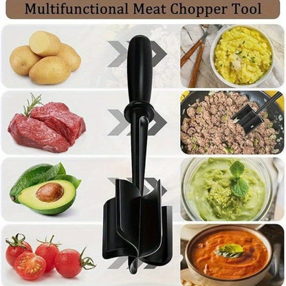 Durable ABS Handheld Meat Chopper & Spatula - Versatile for Cooking and Mixing, Food-Safe