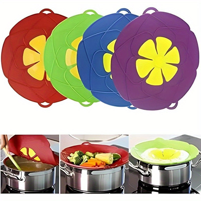 Versatile Kitchen Tool: Silicone Spill Stopper Lid Cover - Heat Resistant, Compatible with Pots & Pans Up to 25.4cm in Size