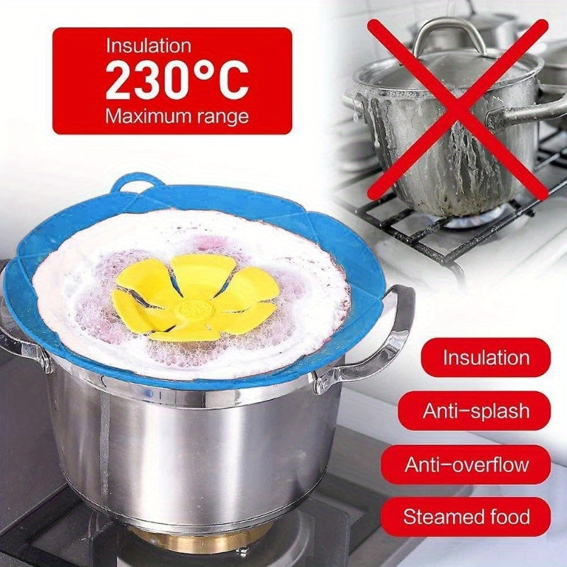 Versatile Kitchen Tool: Silicone Spill Stopper Lid Cover - Heat Resistant, Compatible with Pots & Pans Up to 25.4cm in Size