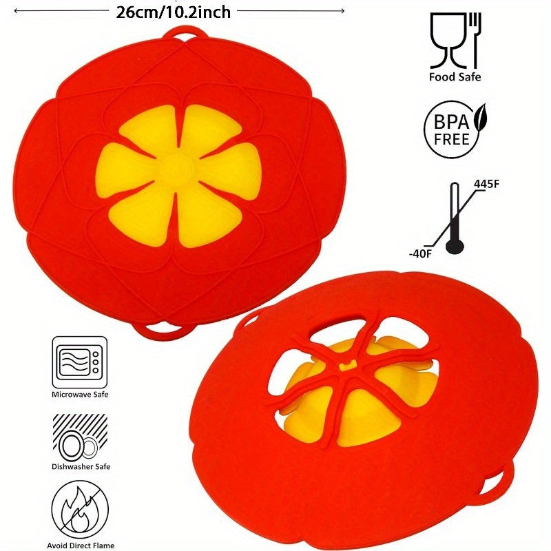 Versatile Kitchen Tool: Silicone Spill Stopper Lid Cover - Heat Resistant, Compatible with Pots & Pans Up to 25.4cm in Size