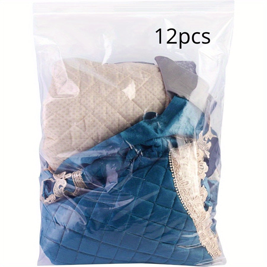 Get a pack of 6 large plastic zipper storage bags, each measuring 18.93 L and 45.72X60.96 cm. These clear reclosable bags are extra-thick and sealable, perfect for storage, food prep, moving, and more. BPA-free and reusable, these bags are great for