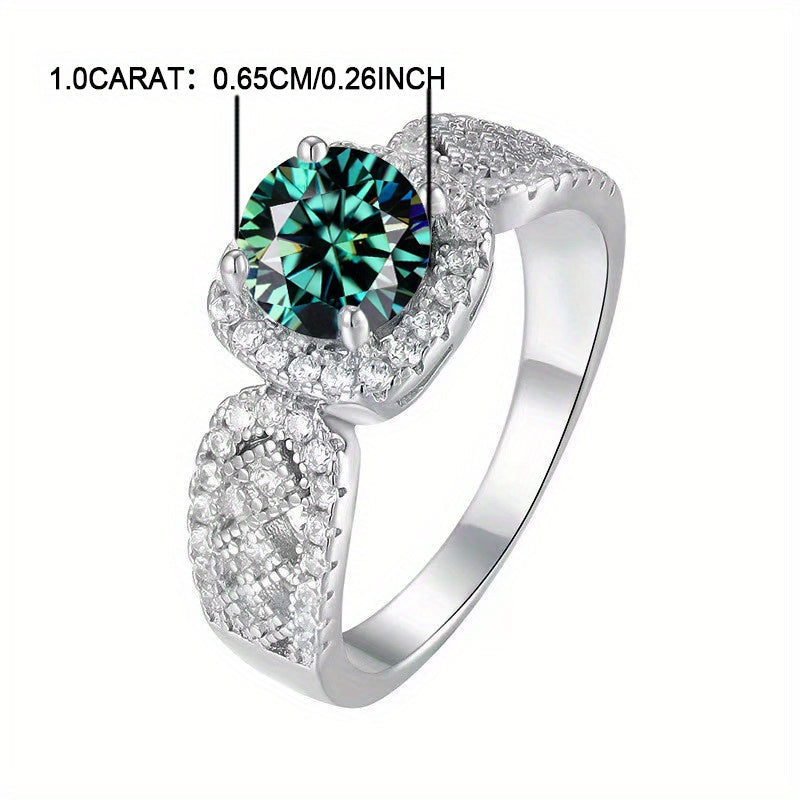 Stylish Bohemian 925 Sterling Silver Wedding Band featuring a 1 Carat Green Moissanite Stone, Intricate 18K Gold Plated Lace Pattern, Perfect for Everyday wear and Special Events, Classic and Timeless Design, Ideal for Proposals, Engagements, and