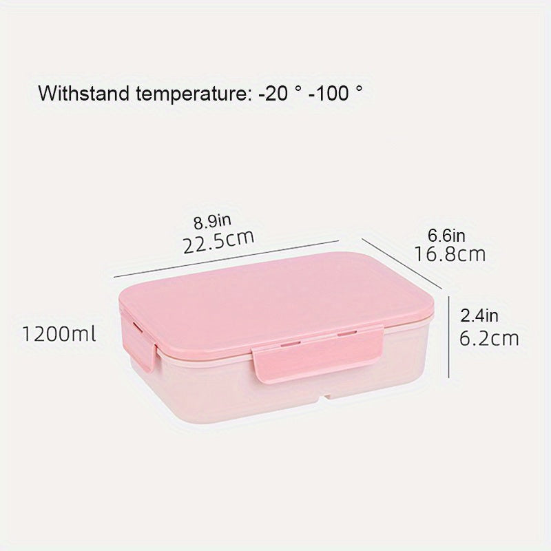 Portable Flip Top Lunch Box with Tableware, 1 Piece - Large Capacity Food Grade Plastic Container, Sealed and Ideal for Travel, Camping, Picnics, or Office Dining