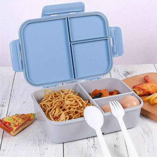 Portable Flip Top Lunch Box with Tableware, 1 Piece - Large Capacity Food Grade Plastic Container, Sealed and Ideal for Travel, Camping, Picnics, or Office Dining