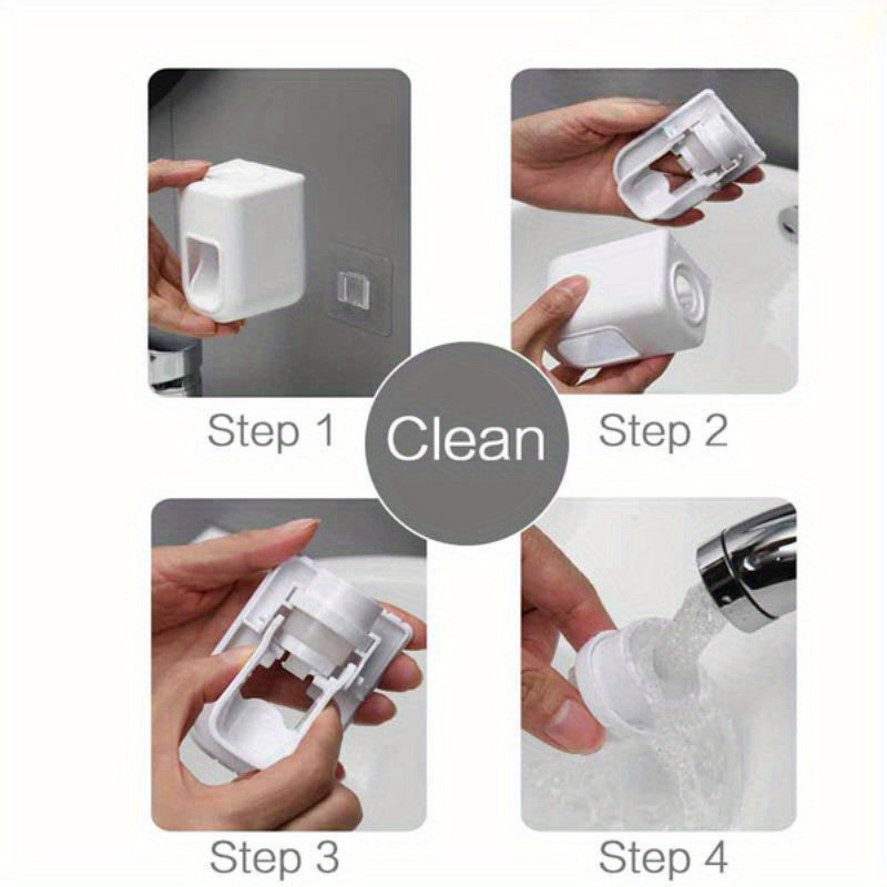 Automatic toothpaste dispenser with wall mount, waterproof toothbrush holder.