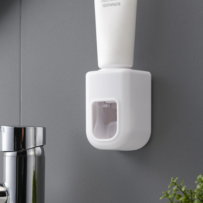 Automatic toothpaste dispenser with wall mount, waterproof toothbrush holder.