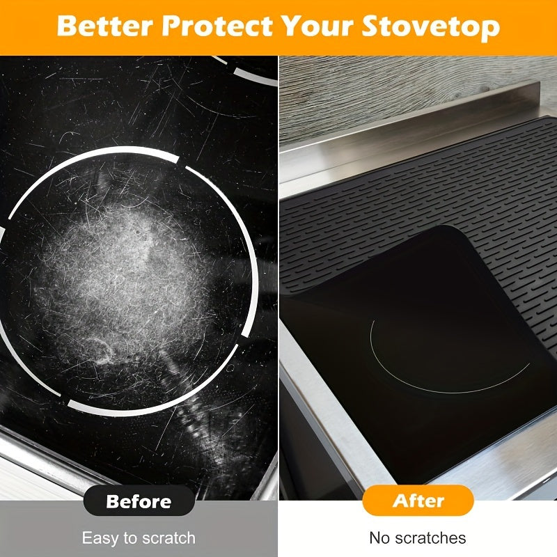 Black Silicone Electric Stove Cover Mat - 71.12cm X 50.8cm, Ceramic and Glass Top Protection for Kitchen Counter, Scratch Prevention