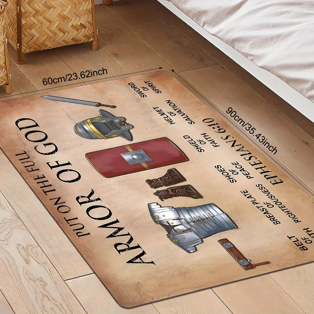 Get inspired with the Armor of God Polyester Doormat - Featuring Non-Slip, Stain Resistant and Lightweight design for Indoor or Outdoor use - Perfect Religious Themed Rug for Father's Day, Mother's Day, Graduation - Recommended Dry Clean only