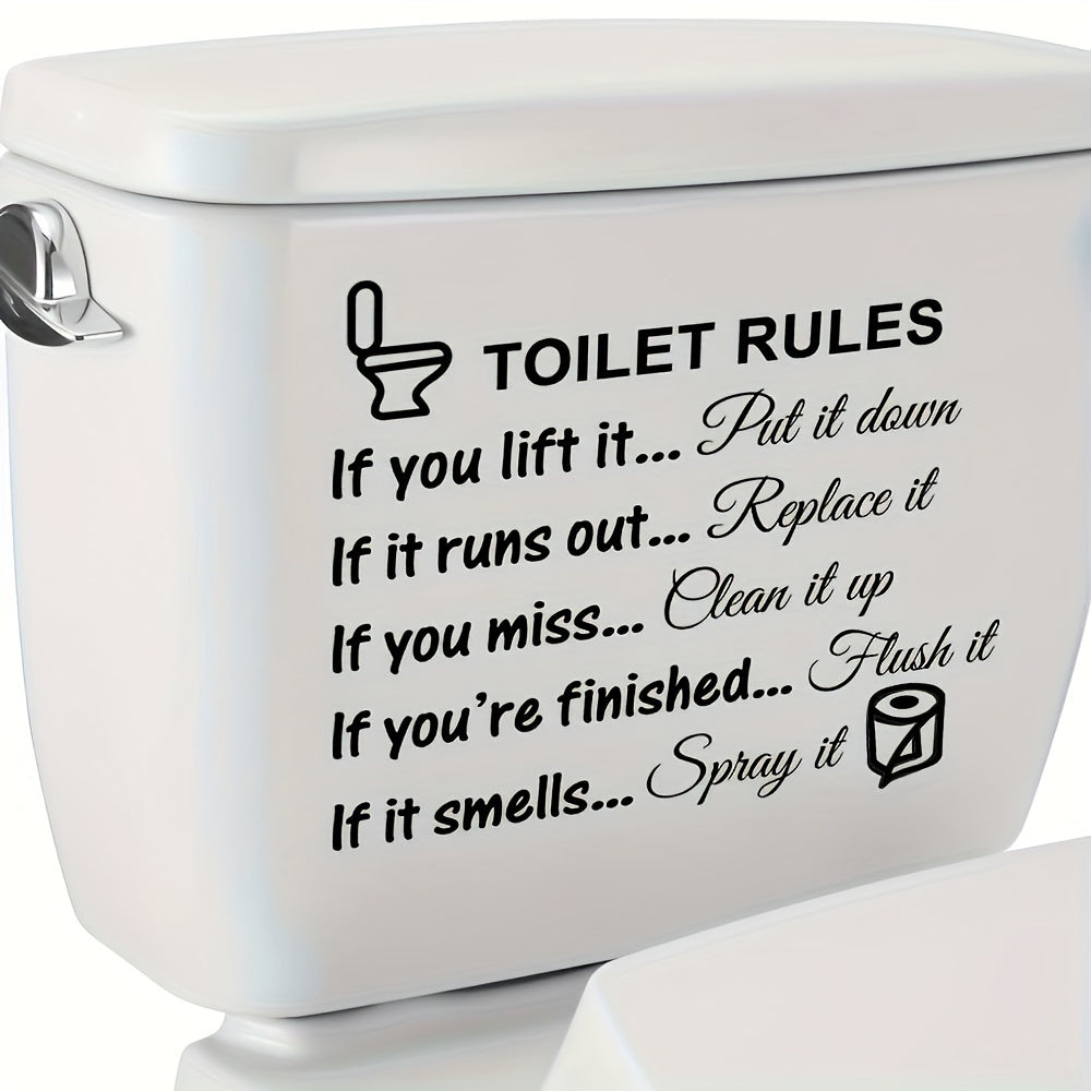 Vinyl decal with easy application for toilet rules, removable and reusable, made of PVC material