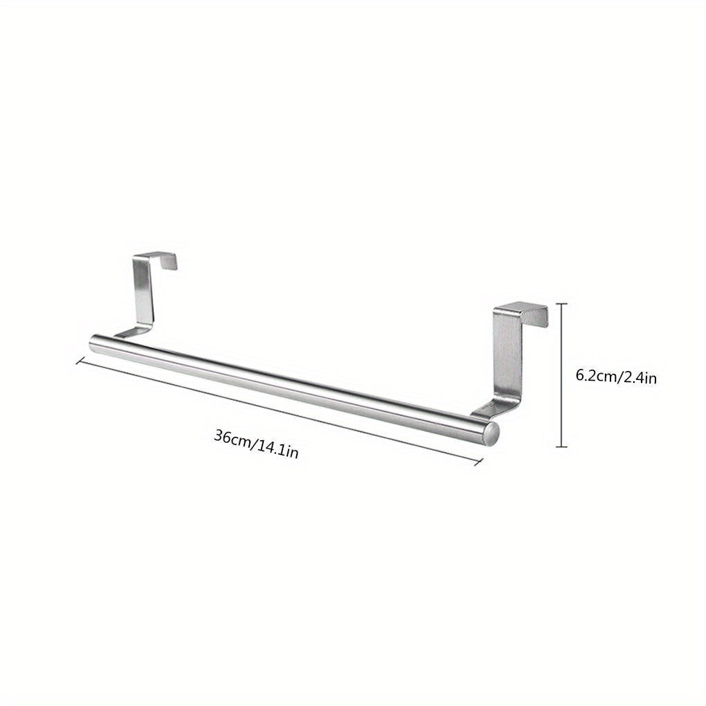 One Stainless Steel Over-the-Door Towel Rack for Bathroom and Kitchen in 23.01cm/35.99cm sizes, with durable construction.