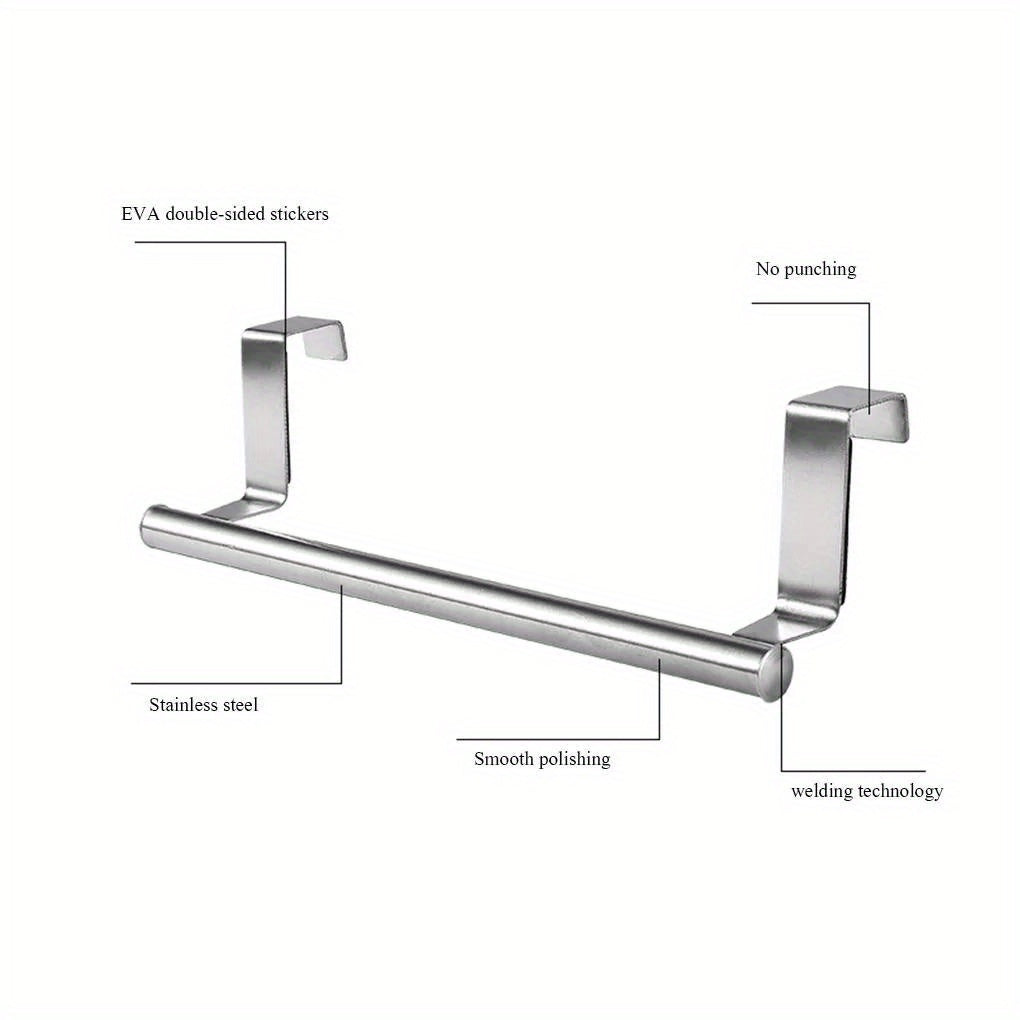 One Stainless Steel Over-the-Door Towel Rack for Bathroom and Kitchen in 23.01cm/35.99cm sizes, with durable construction.