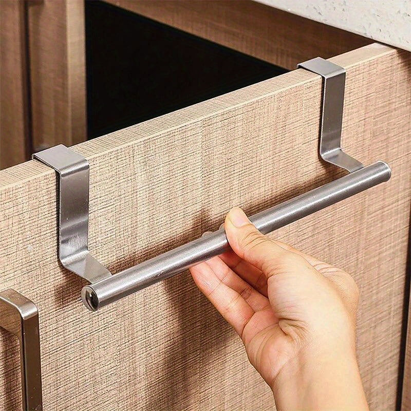 One Stainless Steel Over-the-Door Towel Rack for Bathroom and Kitchen in 23.01cm/35.99cm sizes, with durable construction.