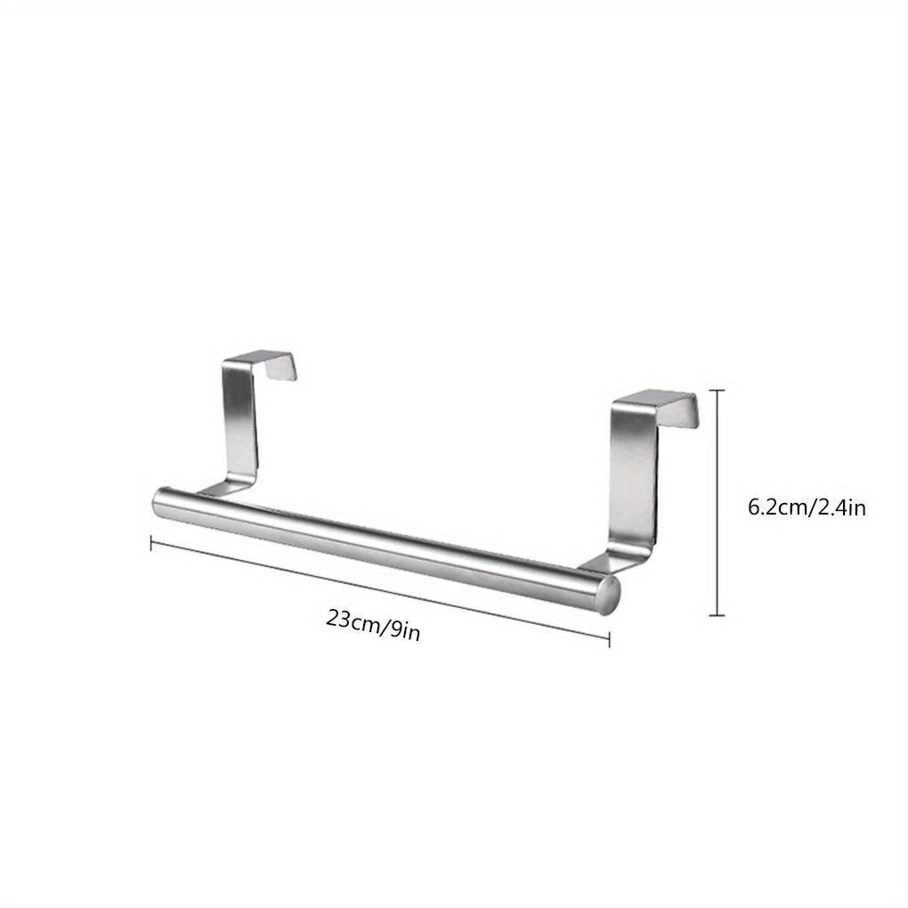 One Stainless Steel Over-the-Door Towel Rack for Bathroom and Kitchen in 23.01cm/35.99cm sizes, with durable construction.