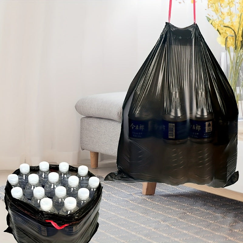 Thick drawstring garbage bags designed for home use, perfect for bathrooms, disposable trash bags, kitchen storage pouches, and plastic bags great for cleaning in kitchens, offices, and restaurants.