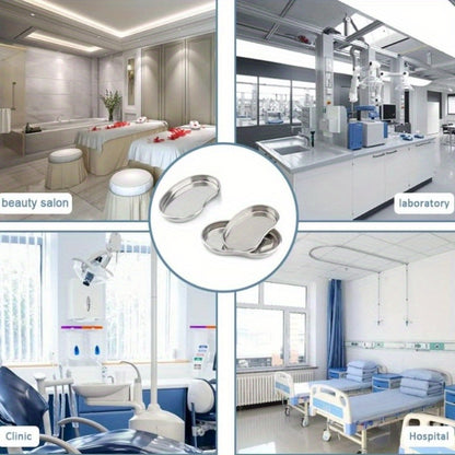 Reusable stainless steel kidney tray for medical waste disposal, ideal for dental and surgical use in laboratories.