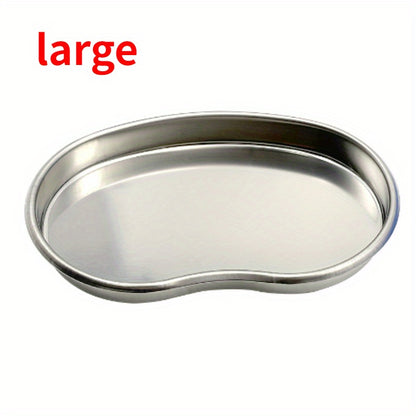 Reusable stainless steel kidney tray for medical waste disposal, ideal for dental and surgical use in laboratories.