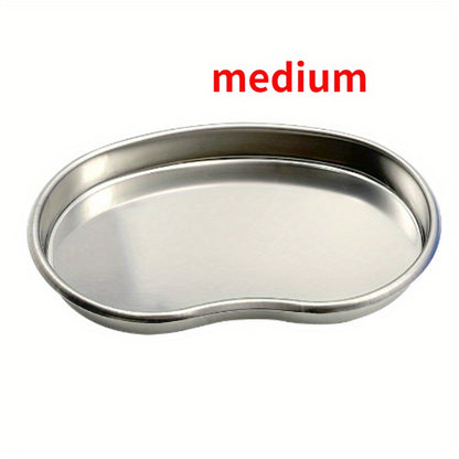 Reusable stainless steel kidney tray for medical waste disposal, ideal for dental and surgical use in laboratories.