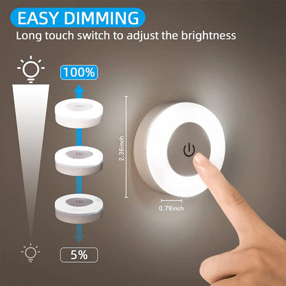 Round LED Touch Sensor Night Light with 3 Modes, USB Rechargeable Magnetic Base, Portable Dimming Night Lamp for Room Decor.