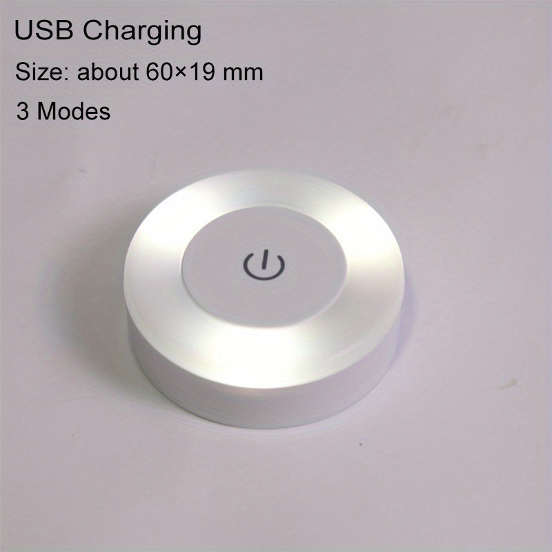 Round LED Touch Sensor Night Light with 3 Modes, USB Rechargeable Magnetic Base, Portable Dimming Night Lamp for Room Decor.