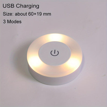 Round LED Touch Sensor Night Light with 3 Modes, USB Rechargeable Magnetic Base, Portable Dimming Night Lamp for Room Decor.