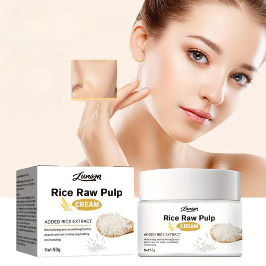 HUNSON Rice Raw Pulp Cream: 50g deep hydration and brightening face moisturizer for all skin types. Smoothes wrinkles and firms skin with rice extracts and glycerin.