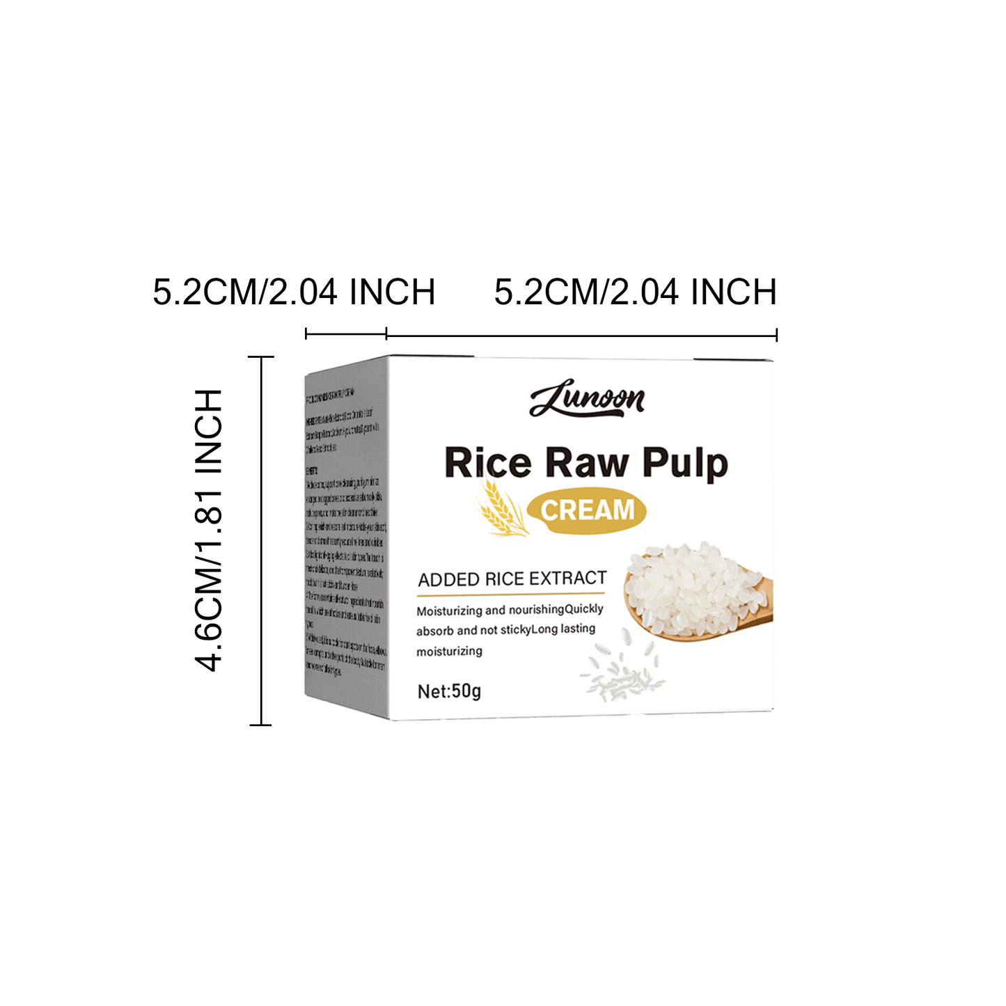 HUNSON Rice Raw Pulp Cream: 50g deep hydration and brightening face moisturizer for all skin types. Smoothes wrinkles and firms skin with rice extracts and glycerin.