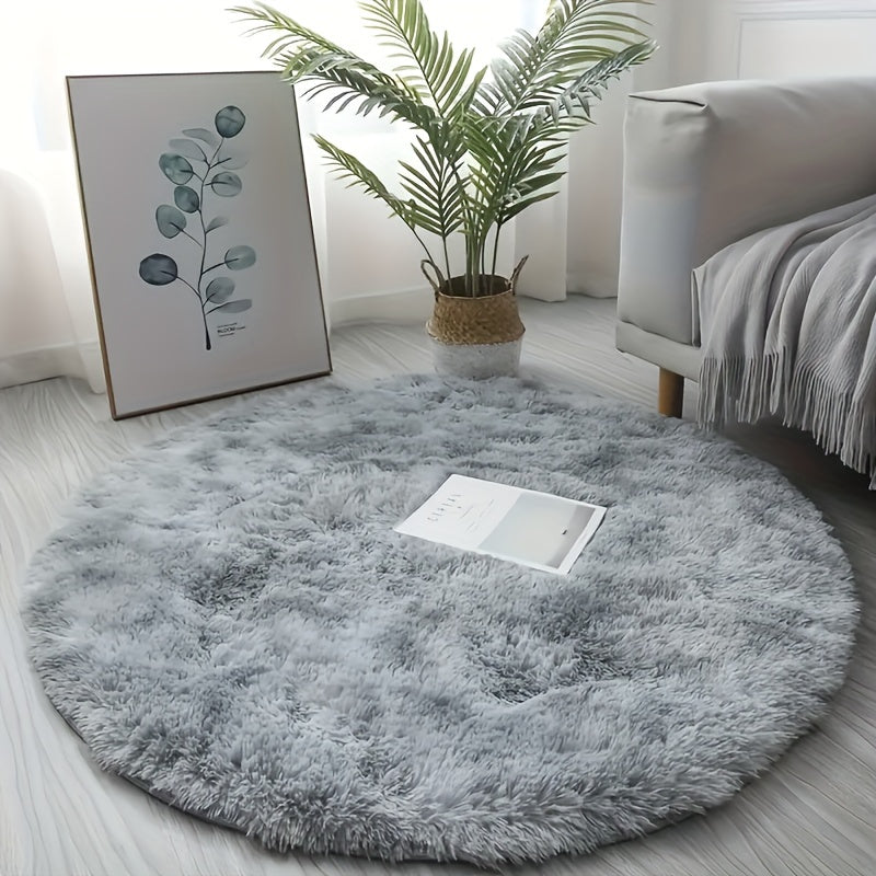 Washable, Stain-Resistant Light Gray Plush Non-Slip Area Rug for Living Room & Bedroom Decor