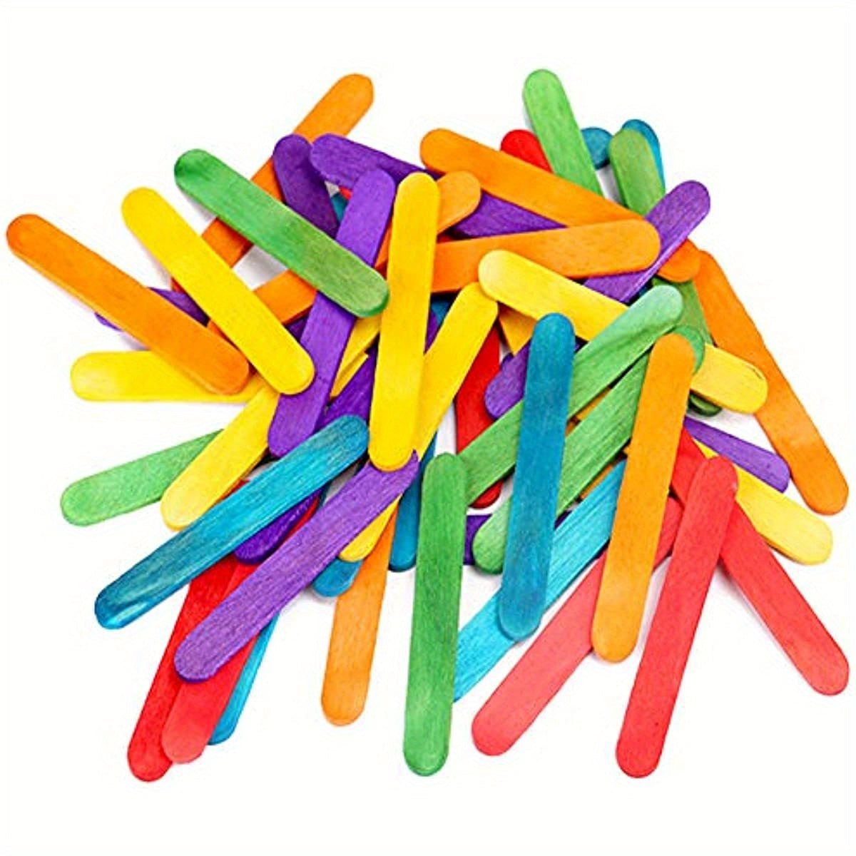 Set of 50 Colorful Craft Sticks, Popsicle Ice Cream Sticks, Natural Wooden Rainbow Treat Sticks for DIY Arts, Crafts, and Creative Designs