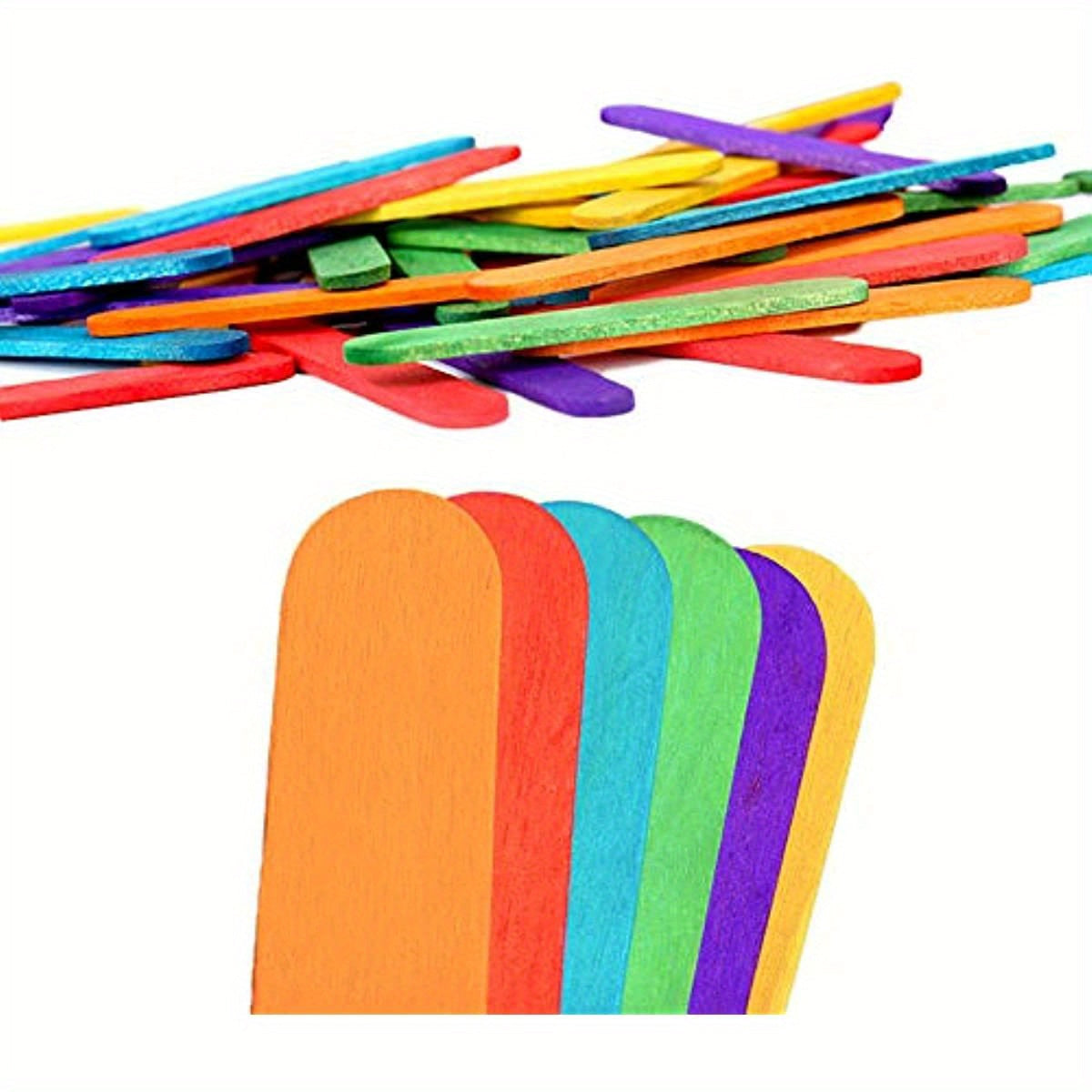 Set of 50 Colorful Craft Sticks, Popsicle Ice Cream Sticks, Natural Wooden Rainbow Treat Sticks for DIY Arts, Crafts, and Creative Designs