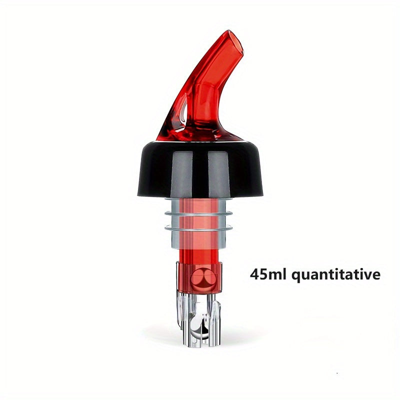 Plastic wine pourer with quantified measurements of 20ml, 30ml, and 45ml for precise cocktail making, reducing waste and saving time.