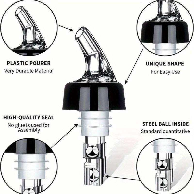 Plastic wine pourer with quantified measurements of 20ml, 30ml, and 45ml for precise cocktail making, reducing waste and saving time.