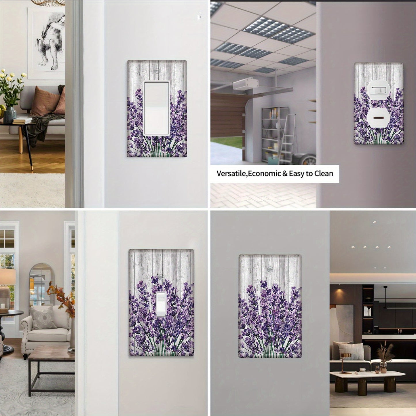 Rustic lavender floral wall plates for kitchen, bathroom, bedroom, living room decoration.