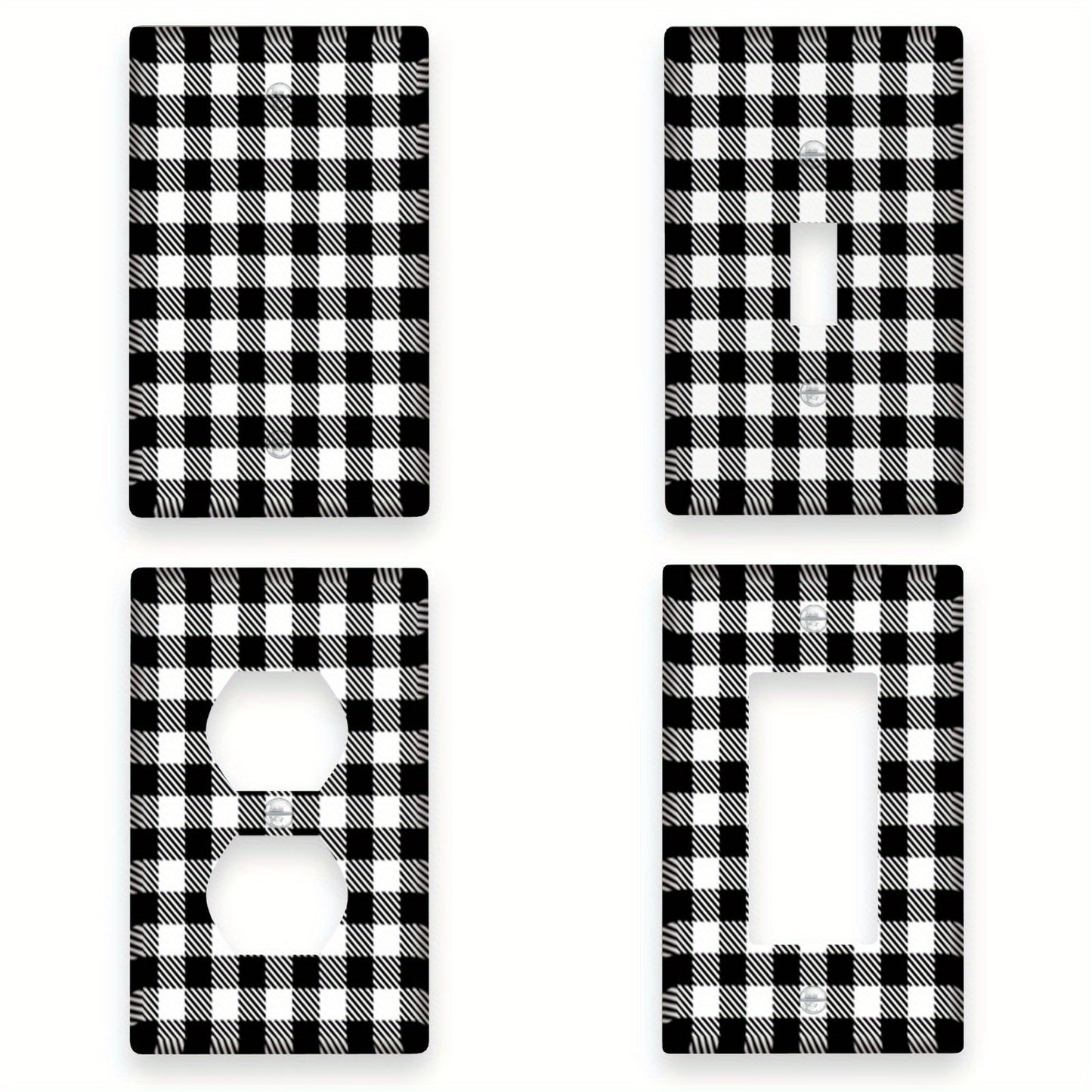 Buffalo Plaid Light Switch Cover - Battery-free, Easy Installation, Ideal for Kitchen and Bedroom