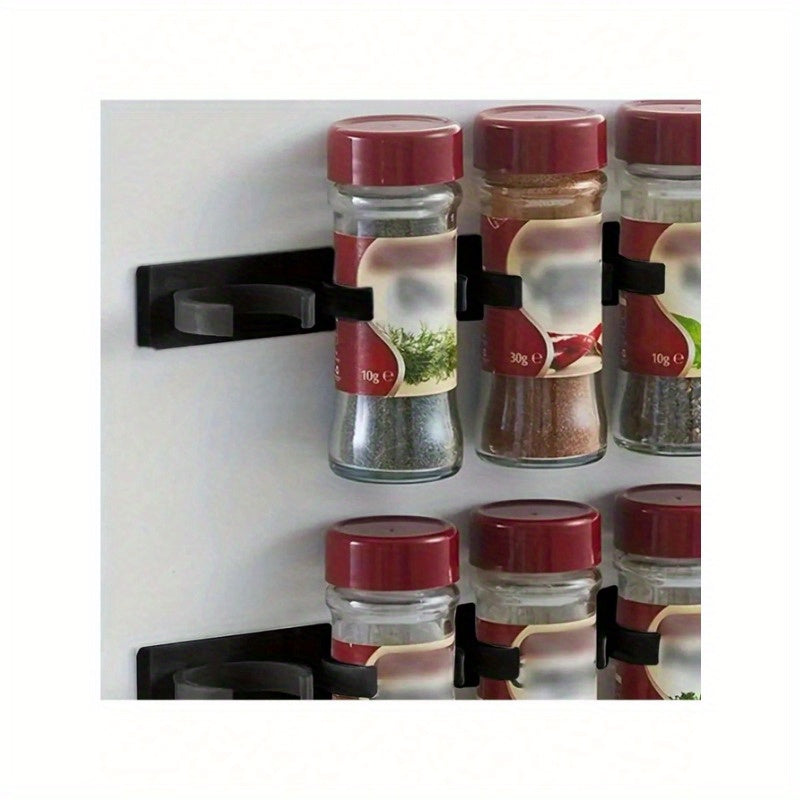 Set of 20 Kitchen Spice Racks - Includes 4 Rows of Clips and Holders for Seasoning Bottles, Perfect for Space-Saving Storage in Homes and Restaurants